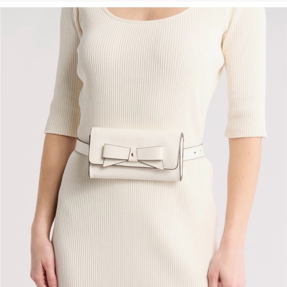 kate spade Accessories - NWT Kate Spade Leather Cream Belt Bag with Bow Detail